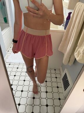 For Love & Lemons Pink Athletic Shorts with Cream Trim